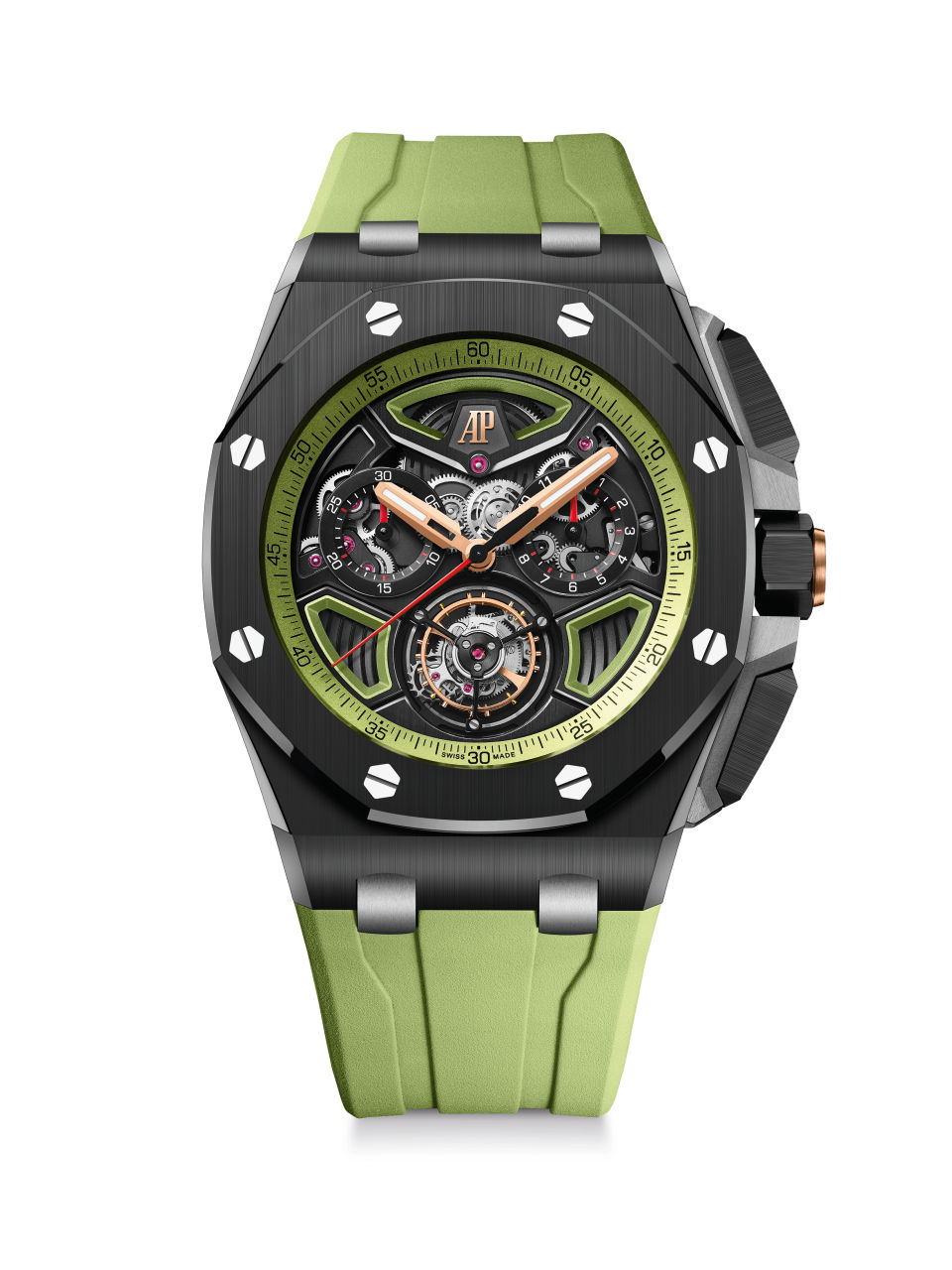 UK Perfect Replica Audemars Piguet Keeps The Party Going: Meet The Green And Black Ceramic Royal Oak Offshore Self-Winding Flying Tourbillon Chronograph Watch