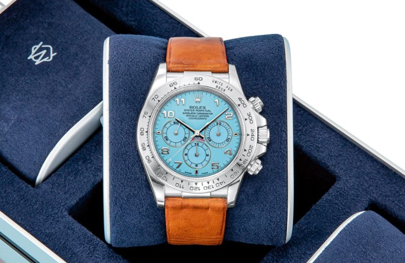 Auction Watch: 1:1 UK Replica Rolex “Zenith” Daytona Watches In Platinum And Turquoise Sells For US$3.14M