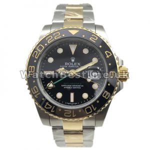 Swiss Replica Rolex GMT Master II Watches With Steel And Yellow Gold Case For Men (Ceramic Bezel)