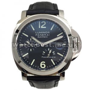 High-quality Black Dial Panerai Luminor Power Reserve Replica Watches With Black Strap