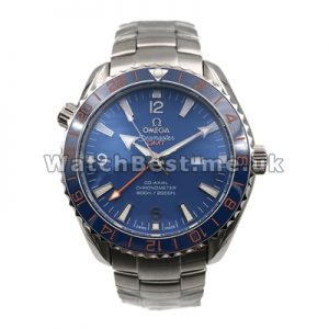 Top Titanium Blue Dial Omega Planet Ocean 43.5MM Replica Watches For Men
