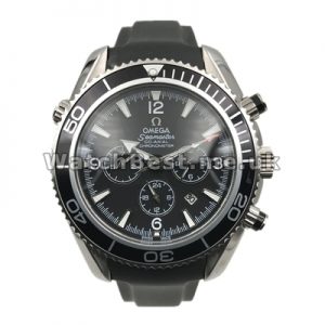 Elegant Black Dial Omega Planet Ocean Replica Watches With Black Rubber Strap For Man