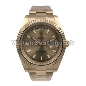 Yellow Gold Day-Date II Mens Champagne Baton Dial Replica Watches