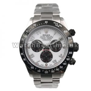 Appropriate 40MM Male White Dials Rolex Daytona 7750 Replica Watches With Black Ceramic Bezels