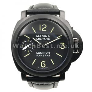 Stylish Male Swiss Automatic Movements Panerai Luminor Marina Fake Watches With Black Steel Cases