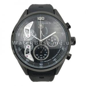 Cool Sturdy 46MM Swiss Quartz Movements Male Replica Tag Heuer Mikro Tourbillons Watches With Black Steel Cases