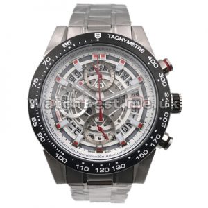 Clear Red Seconds Hands Tag Heuer Carrera Replica Watches Online For Men With White Dials