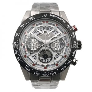 Sturdy Black Bezels Male 46MM Tag Heuer Carrera Fake Watches With White Dials