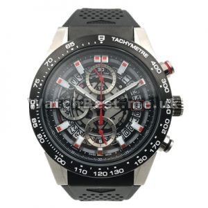 Male Black Dials Swiss Tag Heuer Carrera Replica Watches Online With Black Rubber Straps
