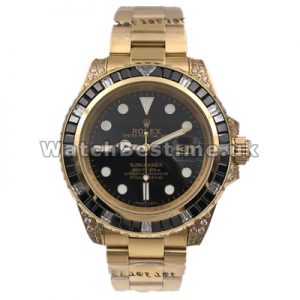 Valuable Gold Steel Bracelets Replica Rolex Submariner Watches For Men With Black Dials