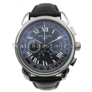 Functional Male Swiss Quartz Movements Fake Patek Philippe Classic Watches With Black Dials