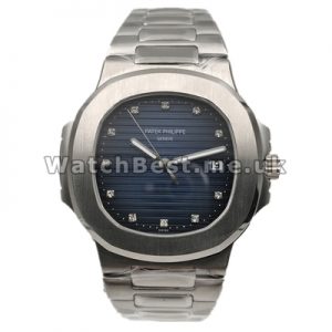 Shiny Diamond Indexes Male Patek Philippe Nautilus Replica Watches For Hot Sale With Blue Dials