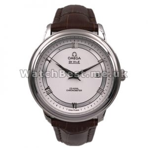 Automatic 40MM Omega De Ville Hour Vision Fake Male Watches With Brown Straps