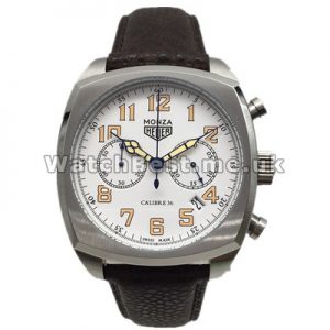 Functional UK Tag Heuer Monaco Fake Watches 43MM Quartz With White Dials Sale