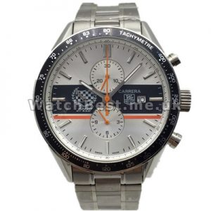 Classic White Dials UK Tag Heuer Carrera Replica Watches 44MM With Steel Bracelets Sale