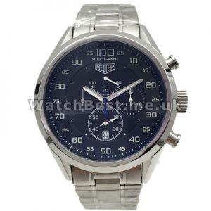 Elegant Black Dials UK Tag Heuer Monaco Fake Watches With Silver Hands For Men