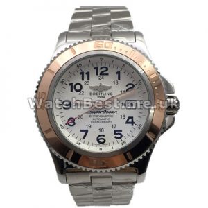 Black Arabic Numerals Breitling SuperOcean Heritage Copy Watches With White Dials For Men