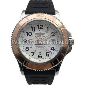 White Dials Breitling SuperOcean Heritage Replica Watches With Black Rubber Straps Sale For Men