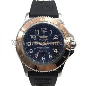 UK Sale Breitling SuperOcean Heritage Fake Watches With White Arabic Numerals And Rose Gold Hands