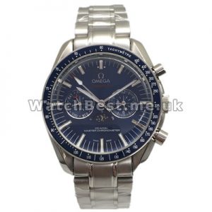 Blue Dials Automatic Fake Omega Speedmaster Moonwatch With Steel Bracelets For Men