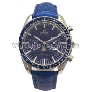 Attractive Blue Dials Replica Omega Speedmaster Moonwatch UK Sale With Steel Cases