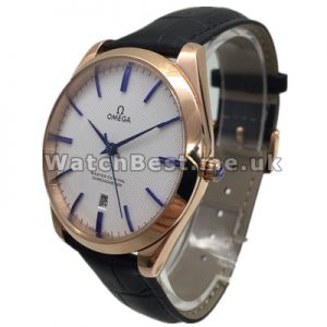 Precious Rose Gold And Steel Omega De Ville Hour Vision Copy Watches With White Dials