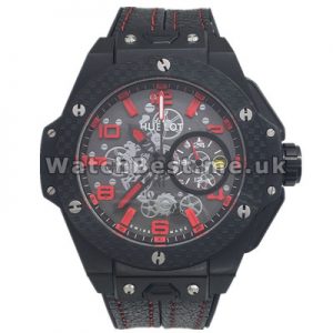 New Tungsten Steel Cases Hublot Quartz Replica Watches With Cool Black Cowhide Straps