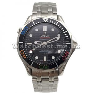 Fashionable 41MM Omega Seamaster 300M Copy Watches With Black Bezels Set With Colorful Scales