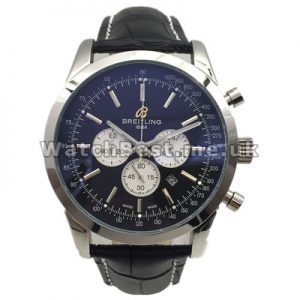 Elegant Black Crocodile Straps Breitling Transocean Chronograph Replica Watches With 46MM Cases UK