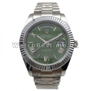 Special Swiss Green Dials Rolex Day-Date II Replica Watches With Silver Roman Numerals