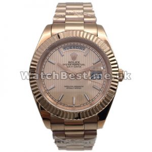 Precious Rolex Day-Date II 41MM Replica Watches With Rose Gold Steel Cases And Bracelets