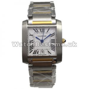 Elegant UK White Dials Cartier Tank Francaise Fake Watches With Steel  Gold Cases And Bracelets