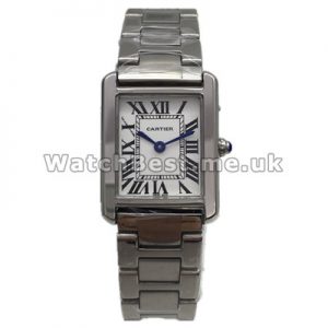 Female 19MM Cartier Tank Francaise Quartz Replica Watches UK With White Roman Numerals Dials