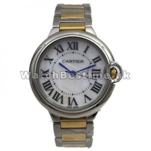 Best Steel  White Gold Cases Ballon Bleu De Cartier Replica Watches With White Dials UK