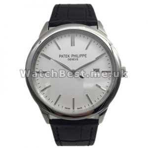 Silver Stripe Indexes UK Philippe Calatrava Replica Watches For Men With Steel Cases
