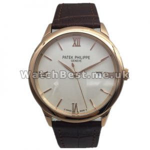 Patek Philippe Calatrava UK Replica Watches With White Dials And Rose Gold Steel Cases