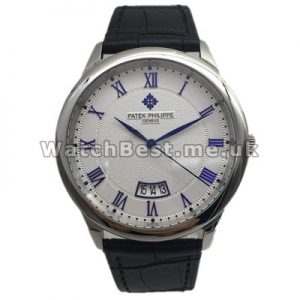 Fashionable Swiss Patek Philippe Calatrava Fake Watches With White Dials And Blue Hands