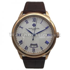 43MM UK Rose Gold Steel Cases Patek Philippe Calatrava Replica Watches With White Dials
