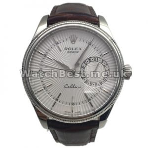 Steel Cases UK Rolex Cellini Fake Watches With White Dials And Brown Straps