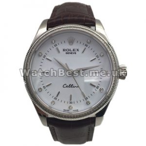 Pretty Diamond Bezels 39MM Rolex Cellini Copy Watches With White Dials And Diamond Indexes