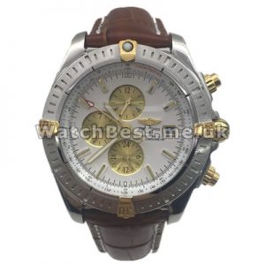 New 44MM Gold  Steel Cases Breitling Chronomat Evolution Replica Watches With White Dials