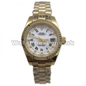 26MM Rolex Datejust Copy Watches For Women With Yellow Gold Steel Cases And Bracelets