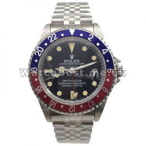Functional Blue And Red Bezels Swiss Rolex GMT Master Copy Watches With Steel Bracelets