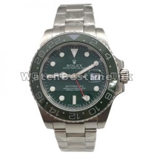 Novel Green Dials Male Rolex GMT Master II Replica Watches With Red GMT Hands And Steel Cases