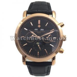 Elegant Black Butyl Dials Swiss Vacheron Constantin Overseas Fake Watches With 41MM Cases