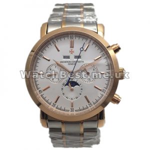 Male 41MM Rose Gold Steel Cases Vacheron Constantin Overseas Copy Watches With White Dials