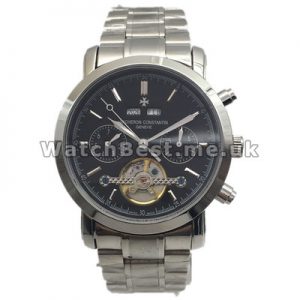 Unique Black Dials Vacheron Constantin Overseas Fake Watches For Men With Steel Case