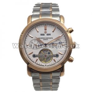 Valuable White Dials Vacheron Constantin Overseas Copy Watches With Rose Gold Steel Cases Sale
