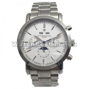 Pure Sturdy White Dials Male 41MM Vacheron Constantin Overseas Replica Watches With Steel Cases