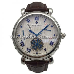 Pretty Blue Hands And Roman Numerals Swiss Vacheron Constantin Overseas Replica Watches With White Dials